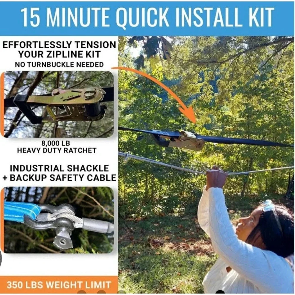 Hyponix The Zip Line 100' Turnbuckle Set‎ Up